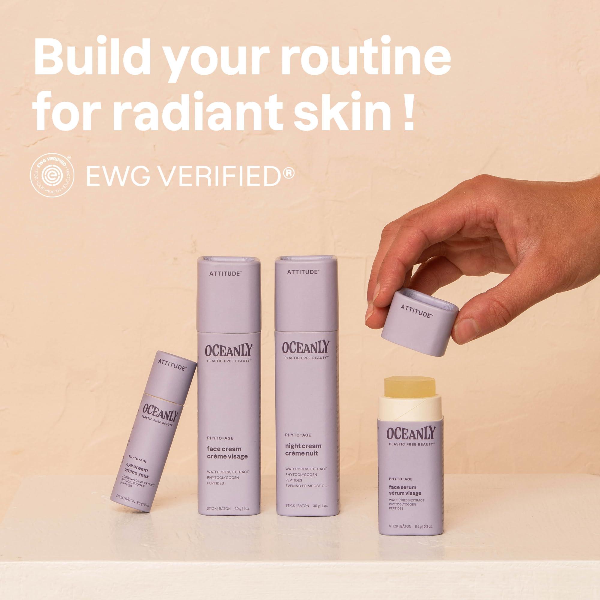 ATTITUDE ATTITUDE Oceanly Night Cream Bar, EWG Verified, Plastic-free, Plant and Mineral-Based Ingredients, Vegan and Cruelty-free Face Moisturizing Products, PHYTO AGE, Unscented, 1 Ounce