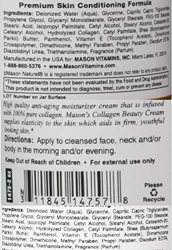 MASON Collagen Beauty Cream Made with 100% Pure Collagen Promotes Tight Skin Enhances Skin Firmness 2 OZ. Jar PACK of 24