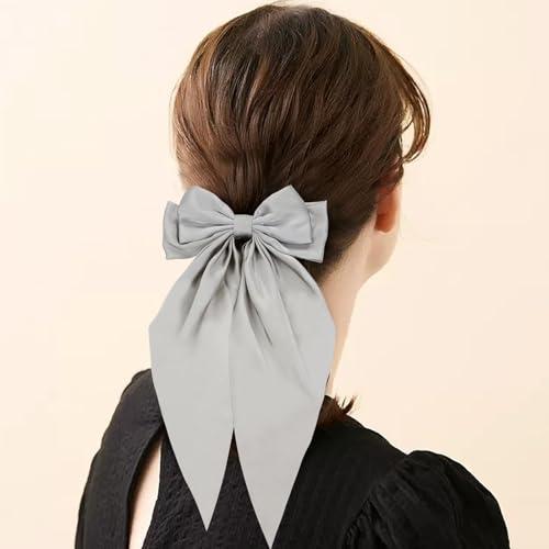 Cinaci Cinaci 8 Pieces Silky Satin Big Hair Bows for Women Girls Teens, Fancy Long Tail Bow Hair Clips French Hair Barrettes Hair Accessories