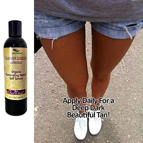 GLIMMER GODDESS Glimmer Goddess Organic Self Tanner - (Dark) Natural Tanning Lotion, Safe Natural Tan for A Goddess Glow 8 oz