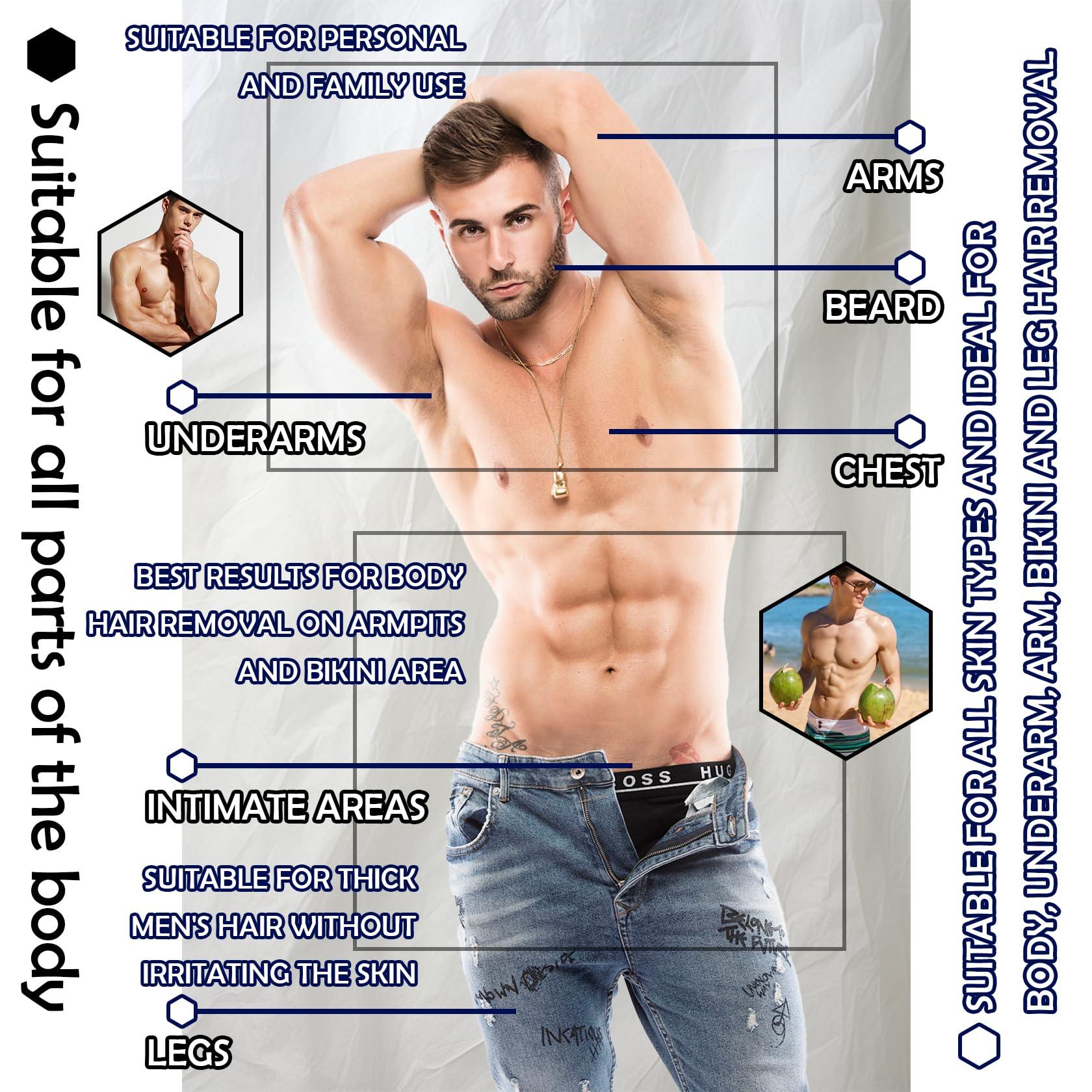 XMXueMei Hair Removal Cream for Men,Painless & Flawless Men\'s Depilatory Cream,Fast and Effective Hair Remover Cream for Underarm,Legs,Chest,Back & Arms,All Skin