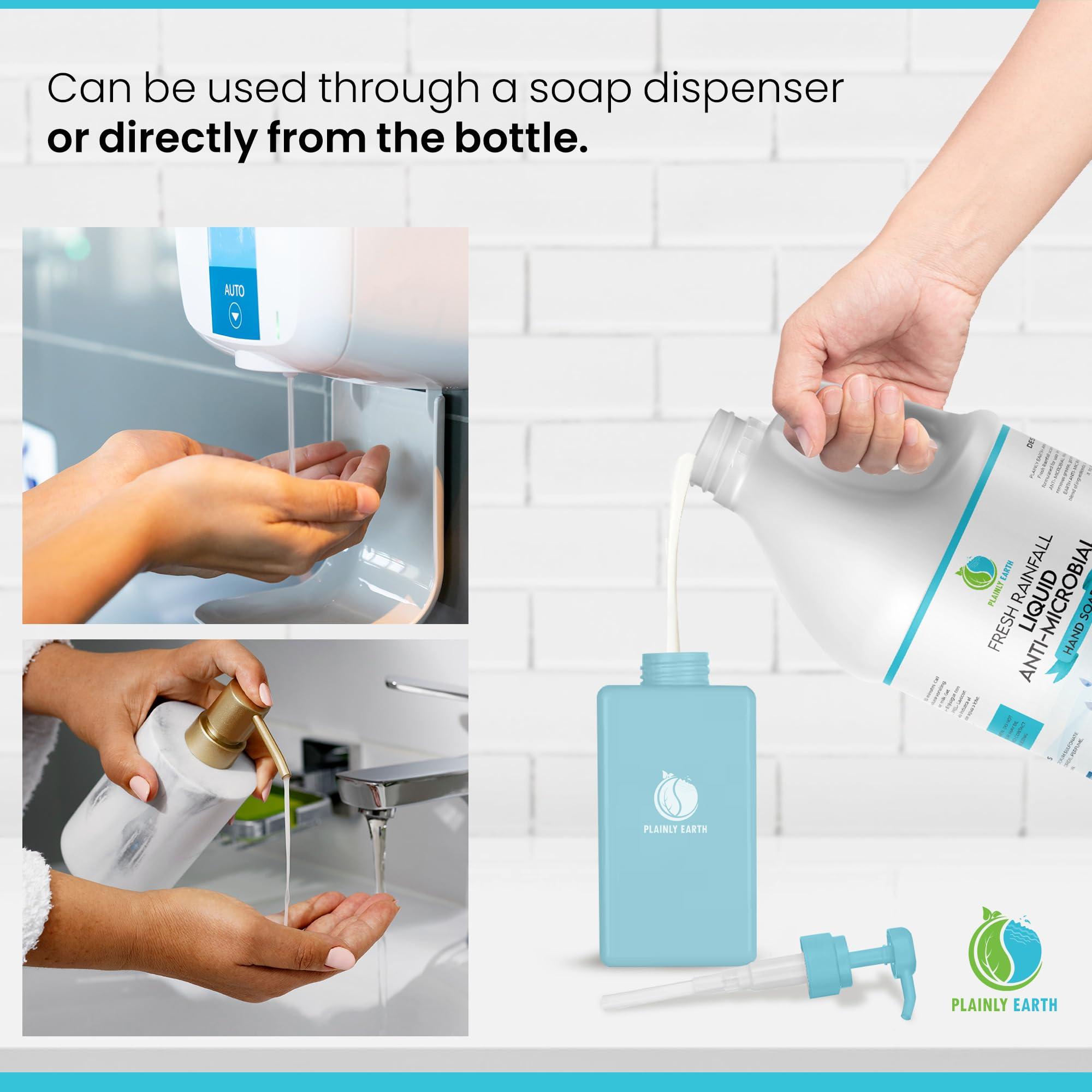 Plainly Earth AntiMicrobial Hand Soap - Antibacterial Hand Soap Moisturizing - Liquid Hand Soap Refill Antibacterial Gallon - Moisturizing Hand Soap Antibacterial - Gentle Hand Soap - Fresh Rainfall, 64 oz