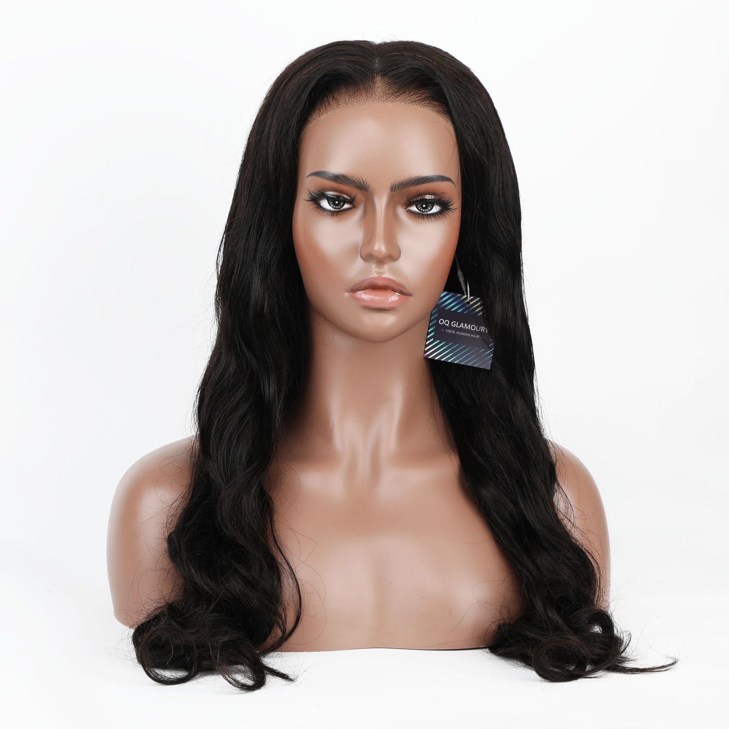 Generic OQ GLAMOURY 100% Wear Go Glueless Wigs Pre Cut Lace Body Wave Undetectable 6X4 HD Lace Wigs 180% Density Human Hair Wigs for Women Pre Plucked (20 Inch)