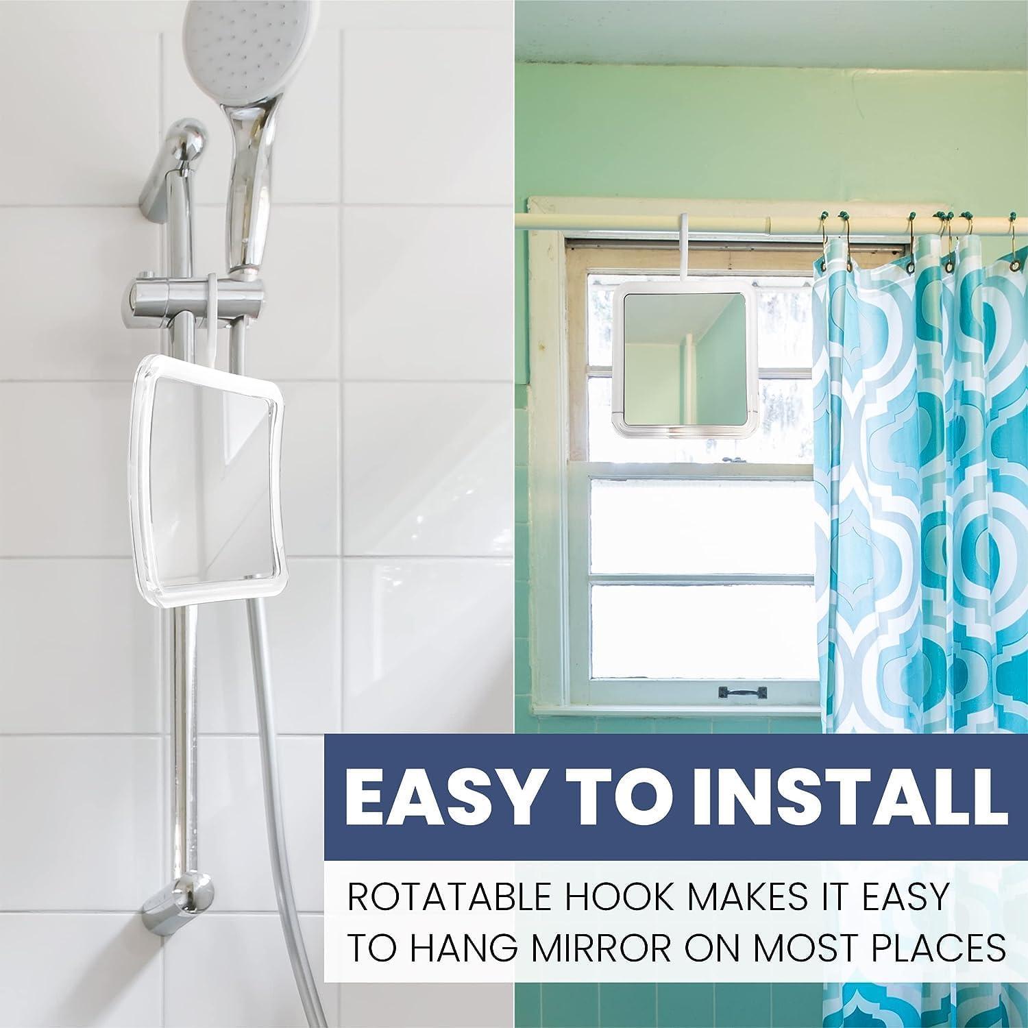 MIRRORVANA MIRRORVANA Hangable Fogless Shower Mirror for Shaving with 360 Swivel Hook for Hanging - Anti Fog and Shatterproof 6.3\" x 6.3\" Surface