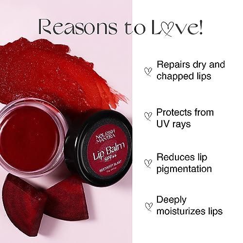 NOURISH MANTRA Nourish Mantra Beetroot Blast Lip Balm with SPF | Made with Olive oil, Shea Butter, Vitamin E and Avocado Oil | For Dry, Chapped & Dark Lips | Best for Both Women and Men | 12g (Pack of 3, Beetroot)