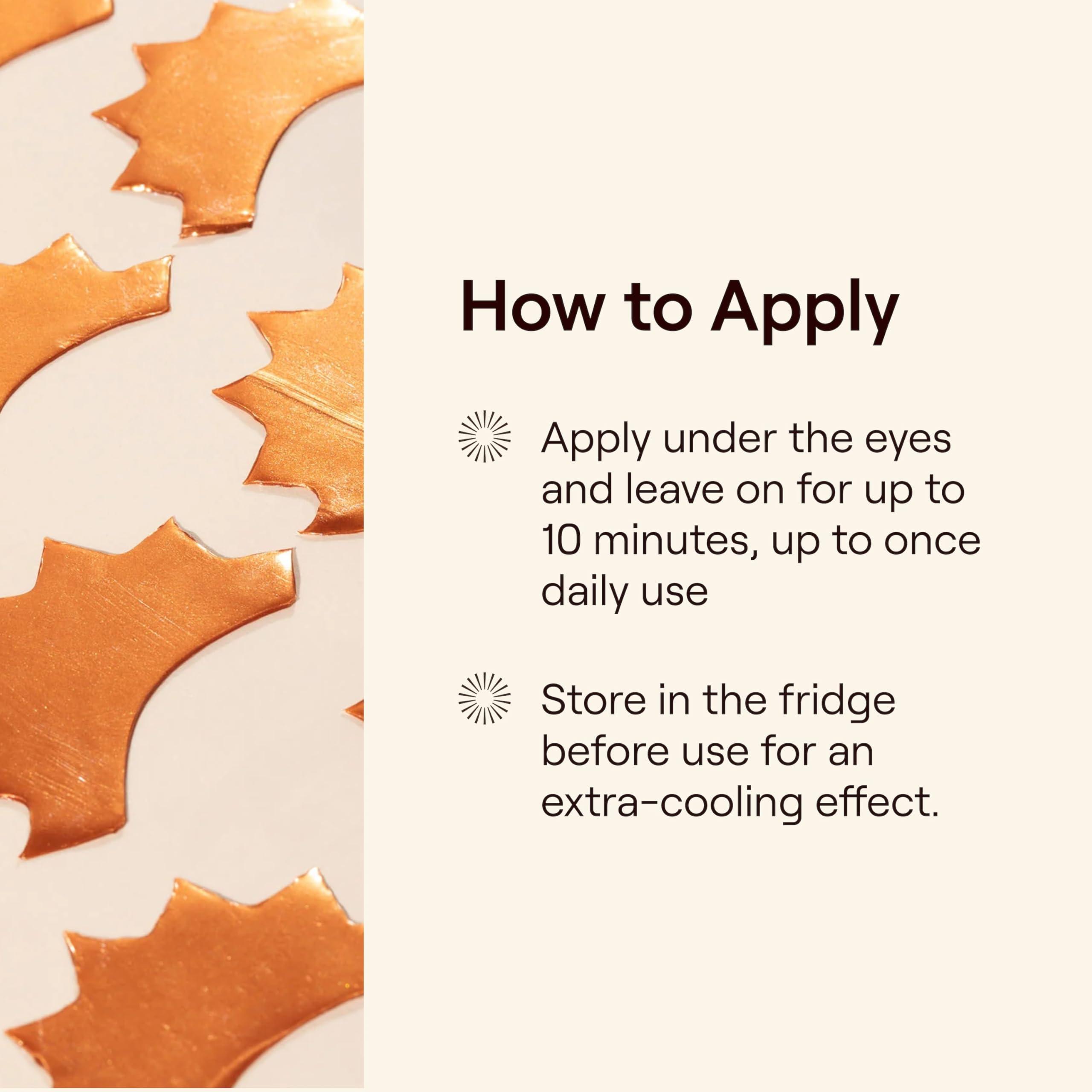 Live Tinted Live Tinted Rays Copper Peptide Eye Masks - Cooling, Brightening, and Nourishing Under Eye Patches, Reduces Fine Lines, Depuffs, & Hydrates with Copper Peptides, Banana Extract, and Bakuchiol - 1 Pair