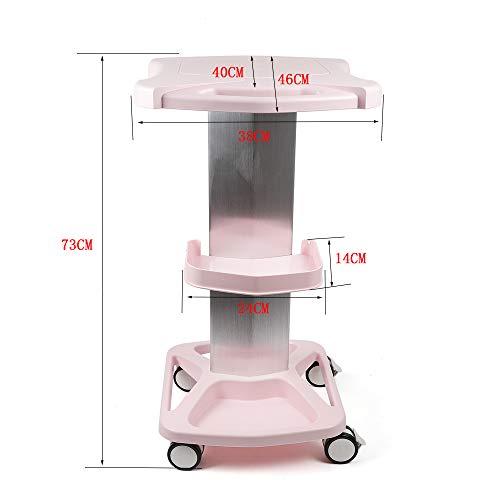 InnaMall Salon Trolley Cart, Aluminum Alloy Rolling Salon Trolley with Wheels Pink Beauty Spa Trolley Cart Tattoo Roller Tray Beauty Cart Salon Storage Mobile Carts for Trolley Holder Tool Cart Load 33Lbs