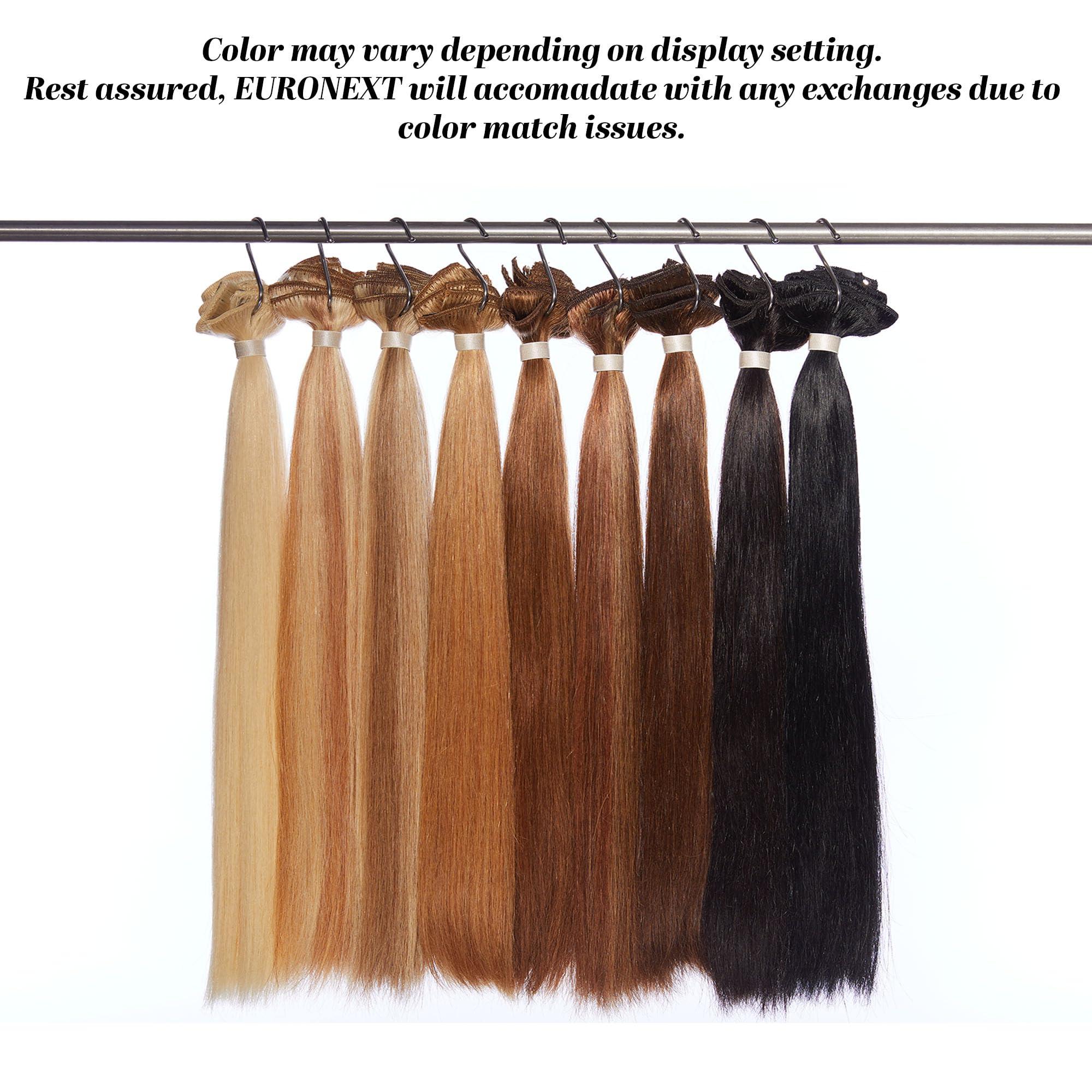 Euronext VALENTINE DAY SALE COUPON-EURONEXT Clip in hair extensions, 100% Remy human hair, 14 inches, Straight, Curly, Dark Blonde Frost