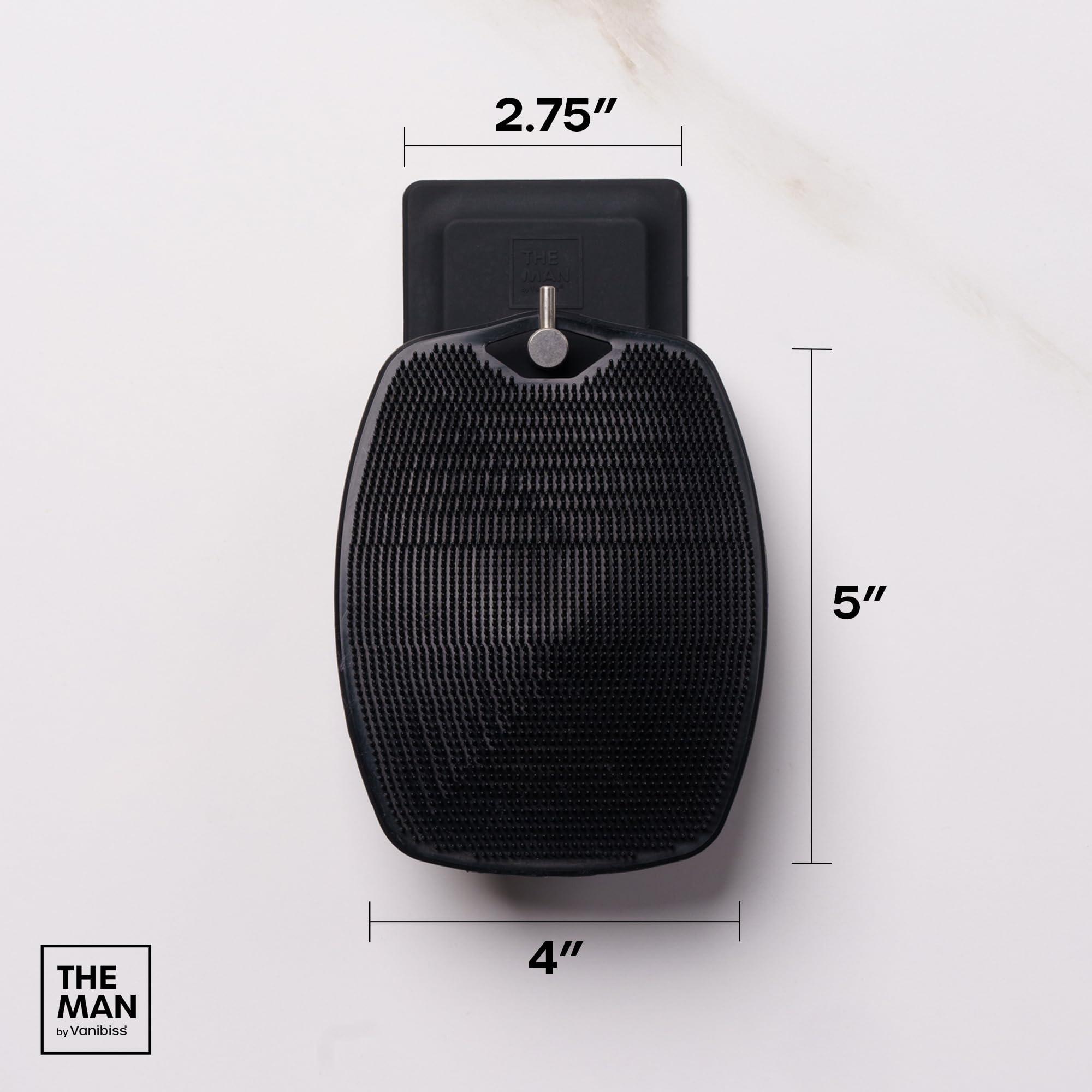 Vanibiss The Man Body Scrubber & Hook - Silicone Body Scrubber for Men - Shower Scrubber for Men - Silicone Body Buffer Hygienic & Easy to Clean - Soft Bristles & Non-Slip Handle - Body Washing Brush (1 Set)