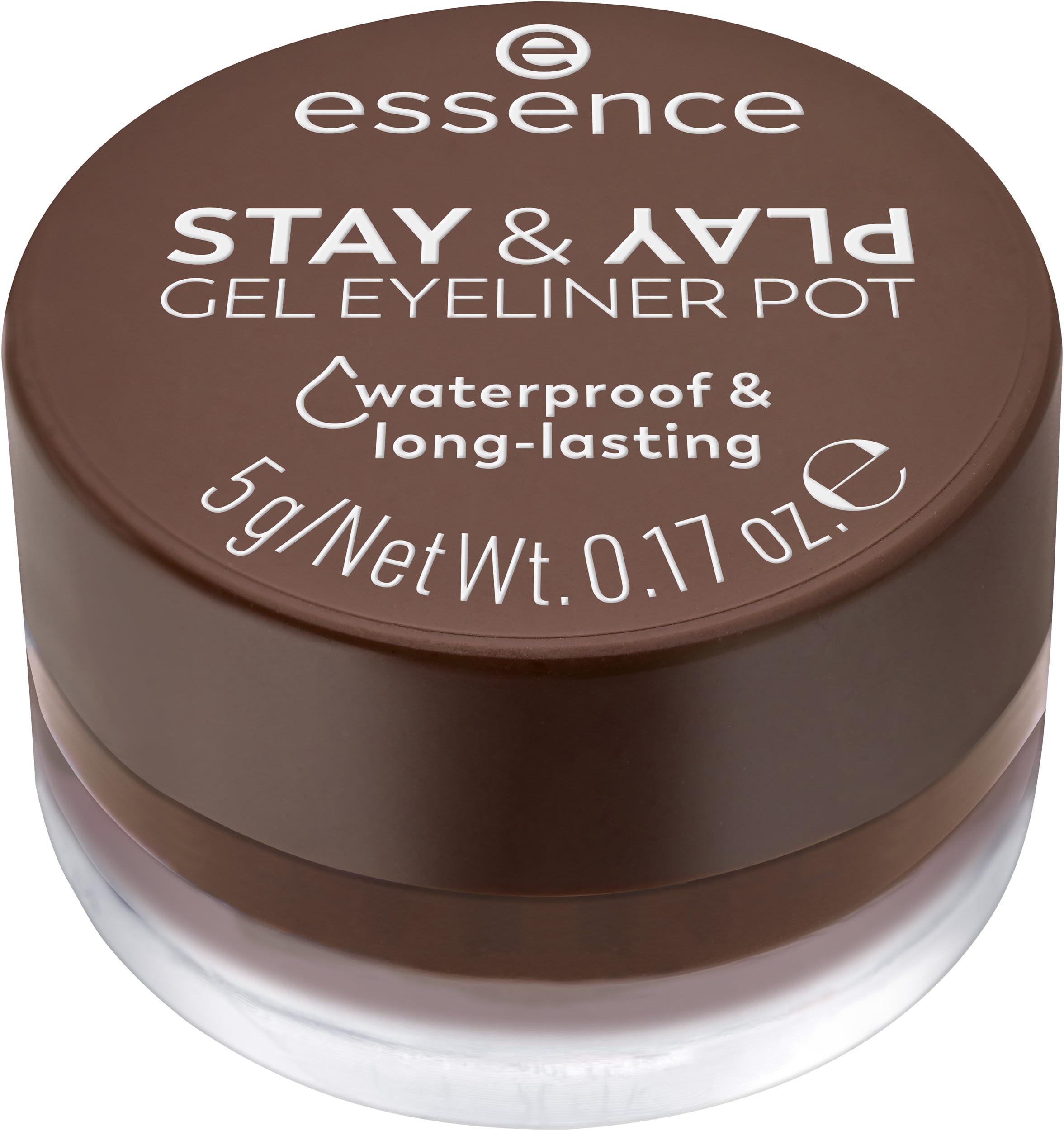 essence essence | Stay & Play Gel Eyeliner Pot | Waterproof, Long Lasting, Highly Pigmented | Vegan & Cruelty Free (02 | Brown)