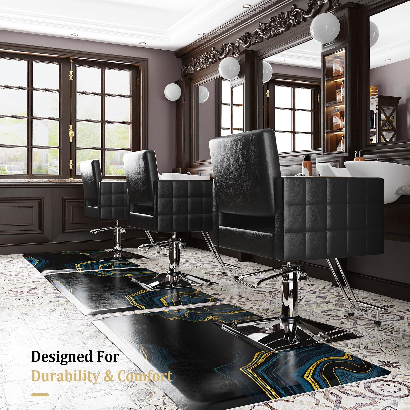 OmySalon OmySalon 3x5x3/4\'\' Thick Salon Mats for Hair Stylist Anti Fatigue, Barber Floor Mat with Square Base, Salon Chair Mat Hairdresser Standing, Anti-Slip Easy Cleaning