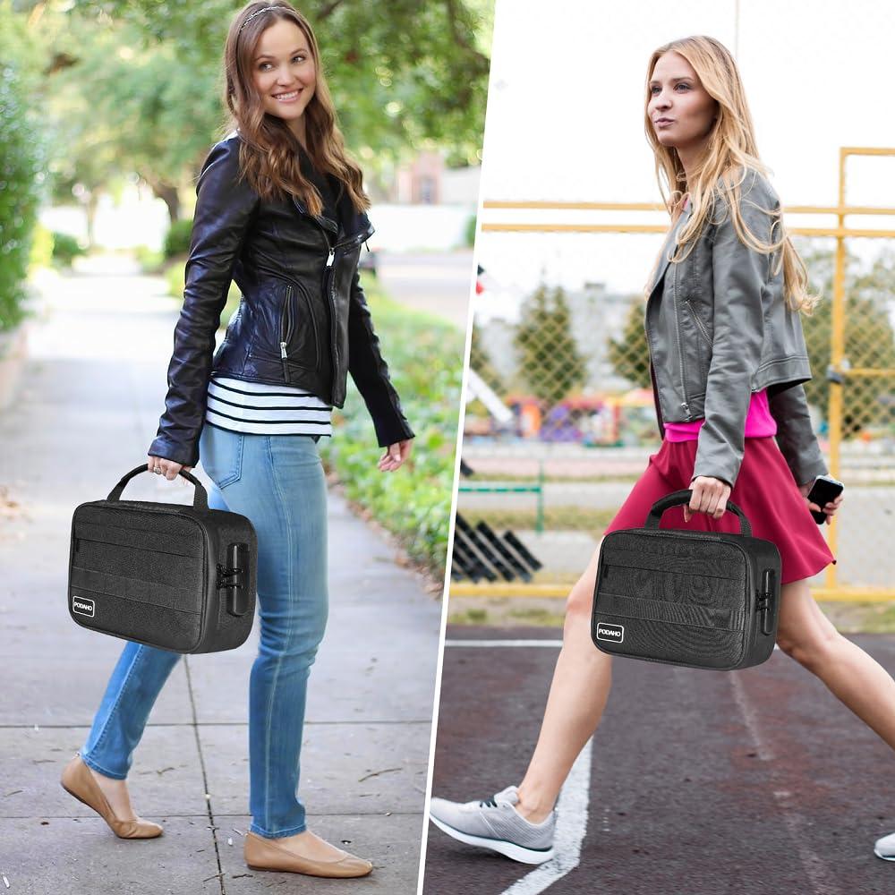 PODAHO PODAHO Large Smell Proof Case Complete Kit with 11 Small Items, Premium Smell Proof Lockable bags with Combination Lock, Smell Proof Box Containers For Home and Travel, Black