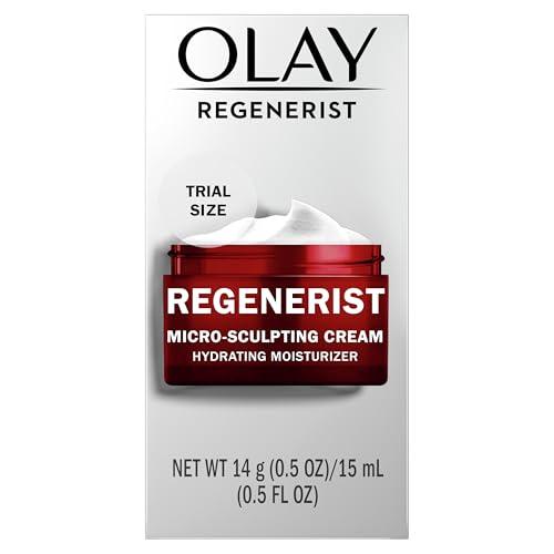 Olay Olay Face Moisturizer, Regenerist Micro-Sculpting Cream for Women, Trial Size - Instant Hydration, Anti-Aging, Anti-Wrinkle, Firming Skin Care - Hyaluronic Acid, Niacinamide, Amino Peptides, 0.5 Oz