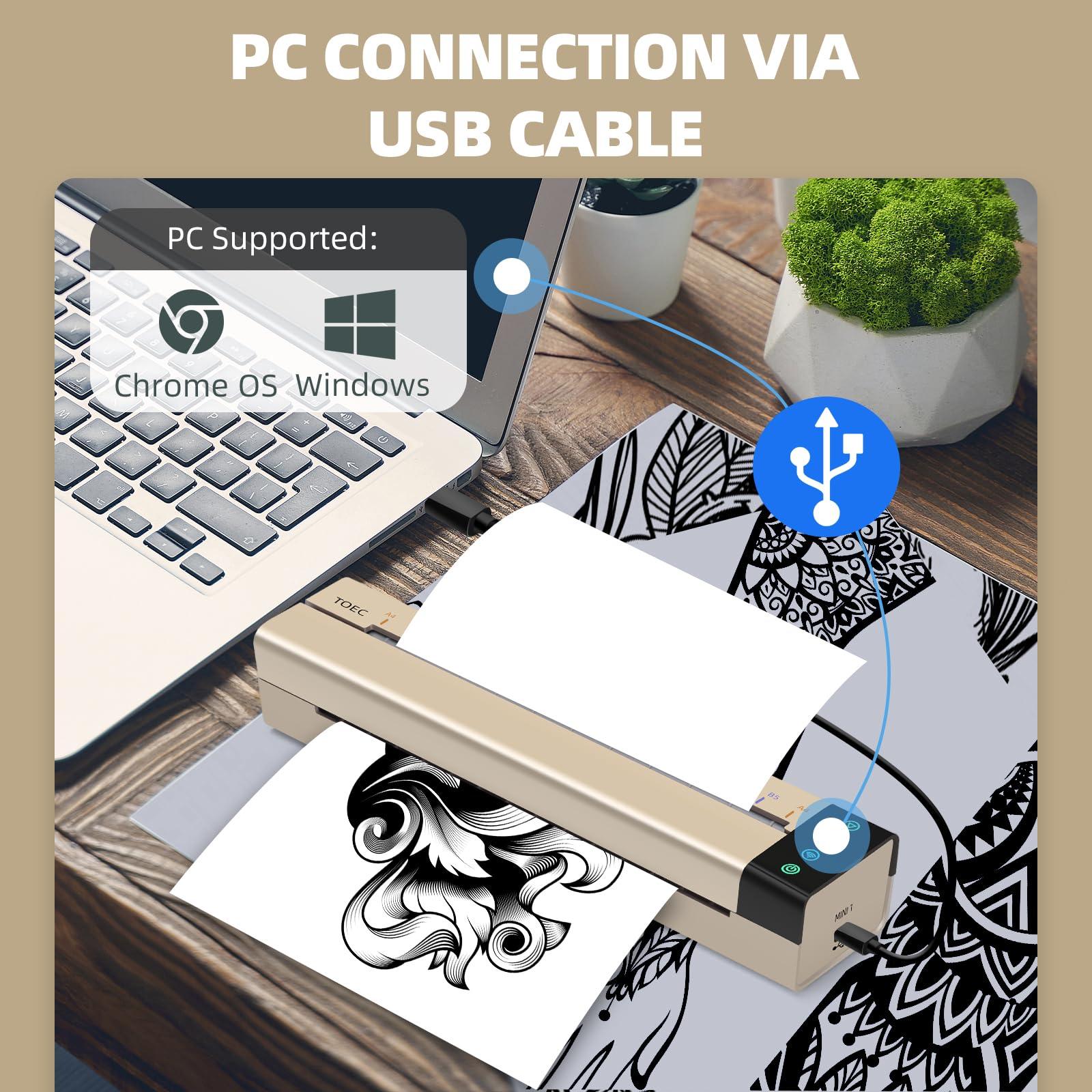 ATOMUS ATOMUS Tattoo Transfer Stencil Machine, Mini Thermal Copier Printer Connected Phone Computer Portable USB WiFi Tattoo Printer