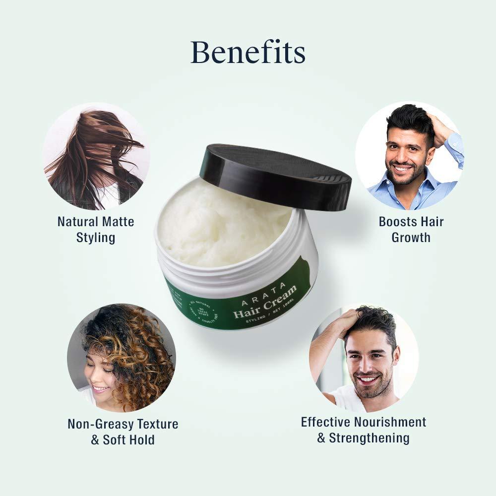 OOOOO FARGANIC Arata Natural Styling & Hold Hair Cream With Organic Flaxseed & Olive Oil || All-Natural, Vegan & Cruelty-Free || Styling & Hair Growth Formula For Women & Men (100 Gm)