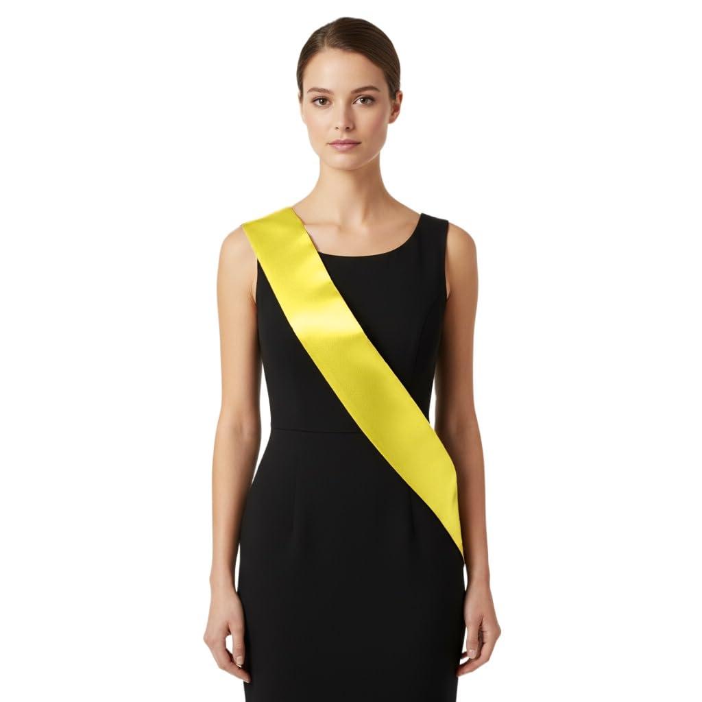 I-MART I-MART Pack of 6 Blank Satin Sash, Princess, Beauty Queen, Homecoming, Winner, Mayor, Make Your Own Pins, Party Plain Pageant Sashes, Yellow