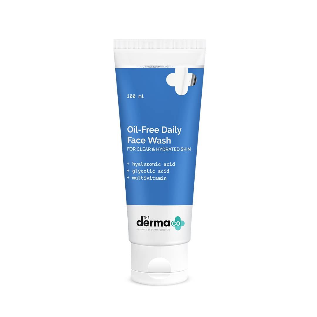 The Derma Co The Derma Co Oil-Free Daily Face Wash for Clear & Hydrated Skin | Gently Exfoliates & Removes Excess Oil | Hyaluronic Acid Helps Fight Post-Wash Dryness | 3.38 Fl Oz/100ml