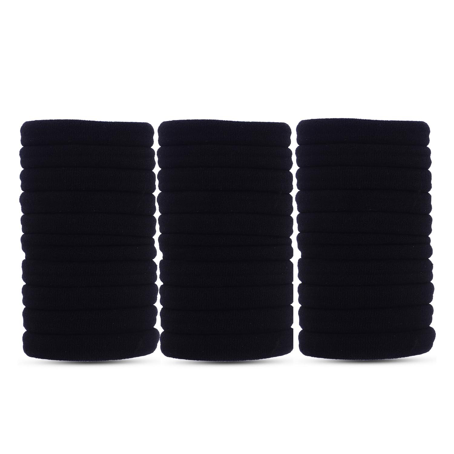 STROWBERRY STROWBERRY Elastic Hair Rubber Band Cotton Strechable Hair Ties For Women and Girls (Black, Pack of 100 Pcs)