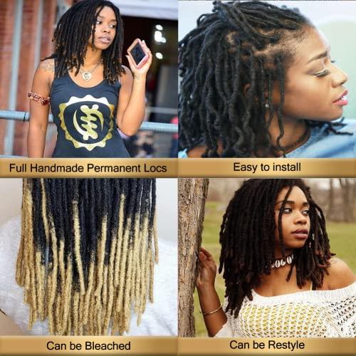 Lyummy Loc Extensions Human Hair 100% Human Hair 6 Inch 22 Strands Dreadlock Extensions for Men/Women Full Head Handmade 0.6cm Thinner Can Be Dyed Bleached Curled and Twisted Natural Black Loc Extensions