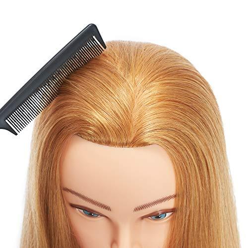 training head Traininghead 24"-26" 100% Human hair Mannequin head Training Head Cosmetology Manikin Head Doll Head with free Clamp (Blond A)