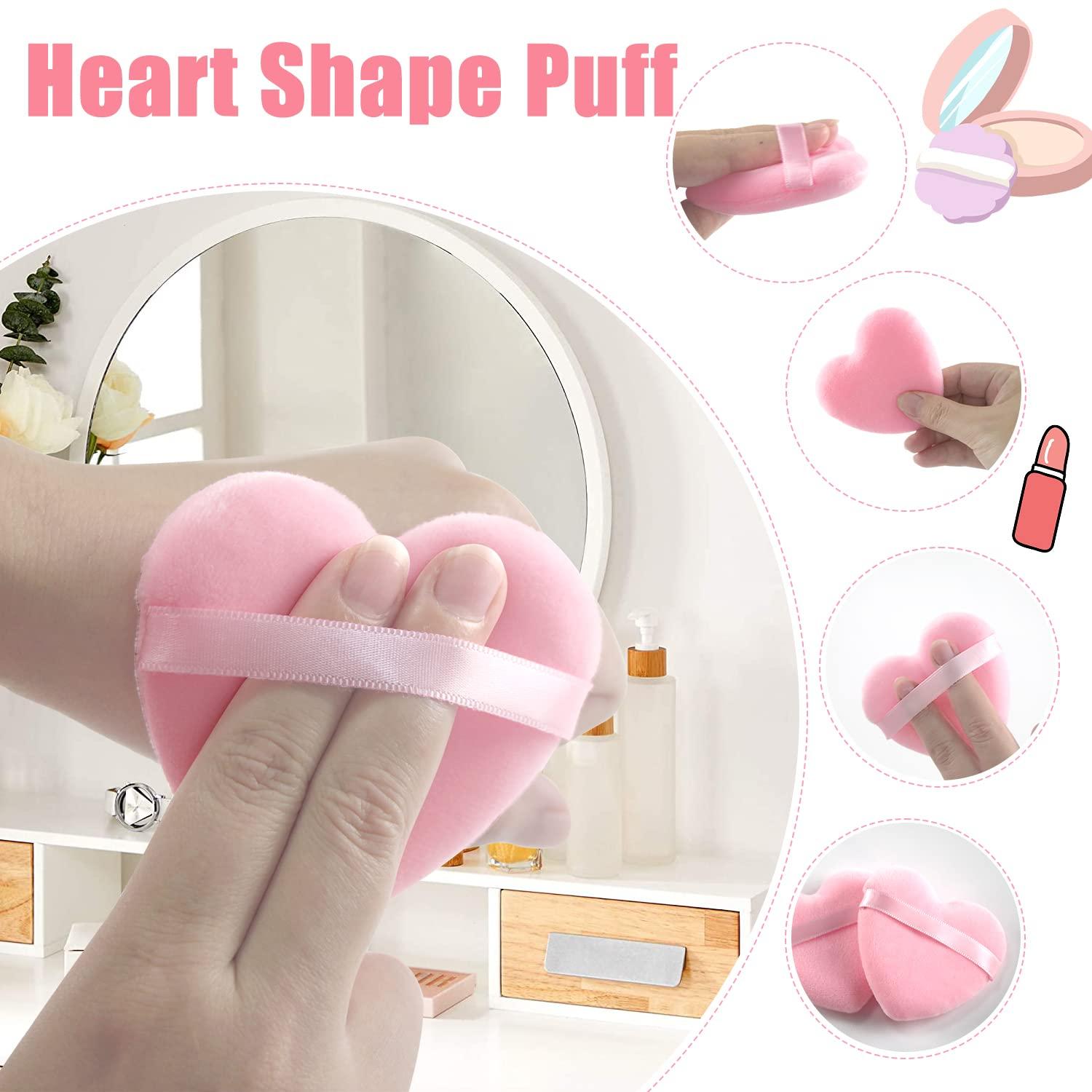 Spunspon 50 - Count Little Heart Cellulose Facial Sponges + 8pcs Wet and Dry Dual-use Makeup Puff, Pink