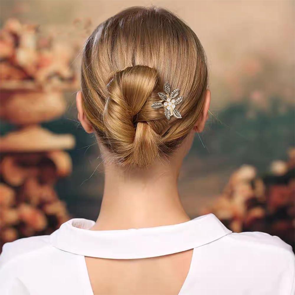 INLAZTIM 8 Pack Vintage Hair Side Combs for Women Decorative, INLAZYTIM Retro Gold Pearl Rhinestone Metal Hair Comb Clips with Teeth Grip Crystal Bridal Hair Piece Pins for Wedding Accessories