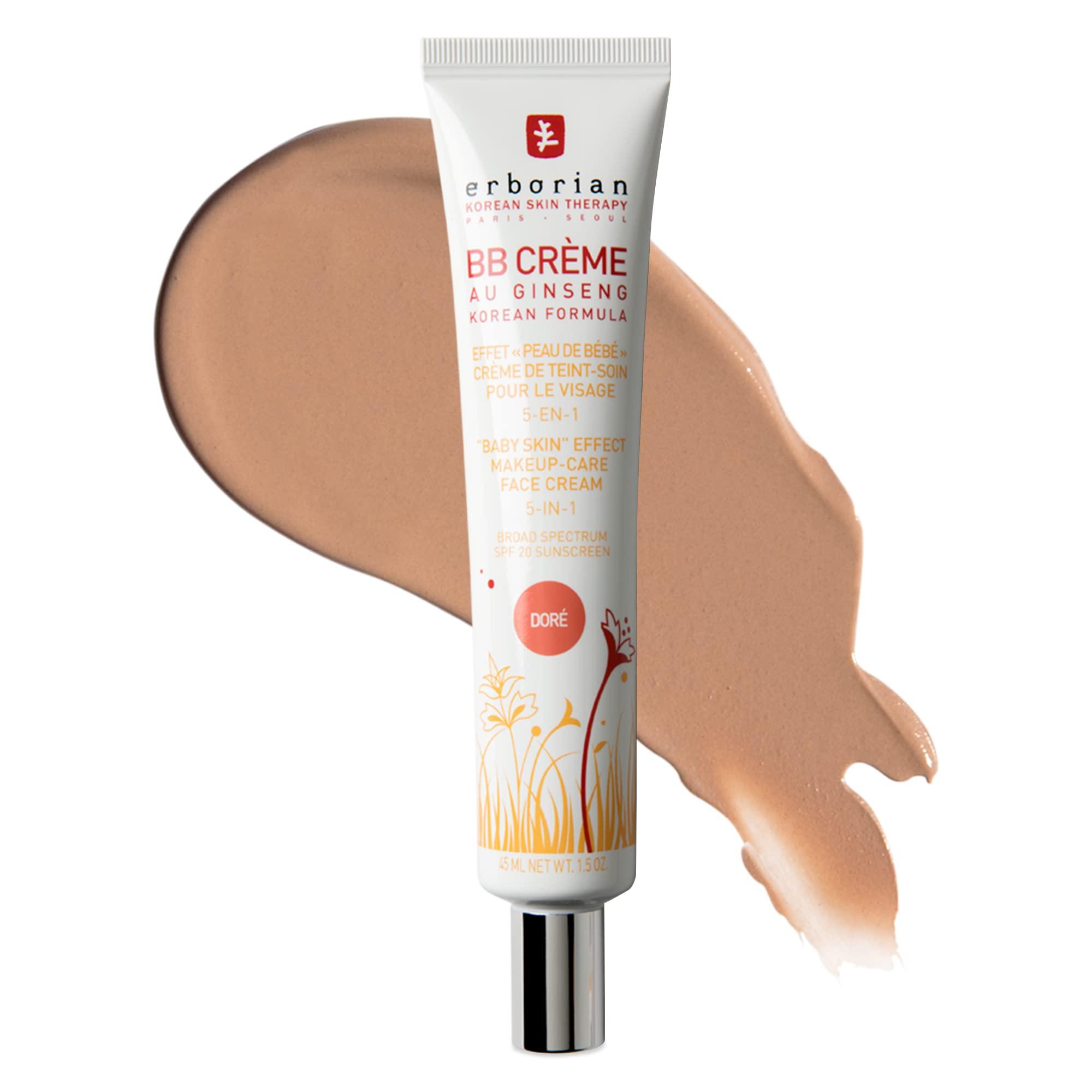 Erborian Erborian BB Cream with Ginseng, Tan (Dore) - Lightweight Buildable Coverage with SPF & Ultra-Soft Matte Finish Minimizes Pores & Imperfections - Korean Face Skincare - 1.5 Oz