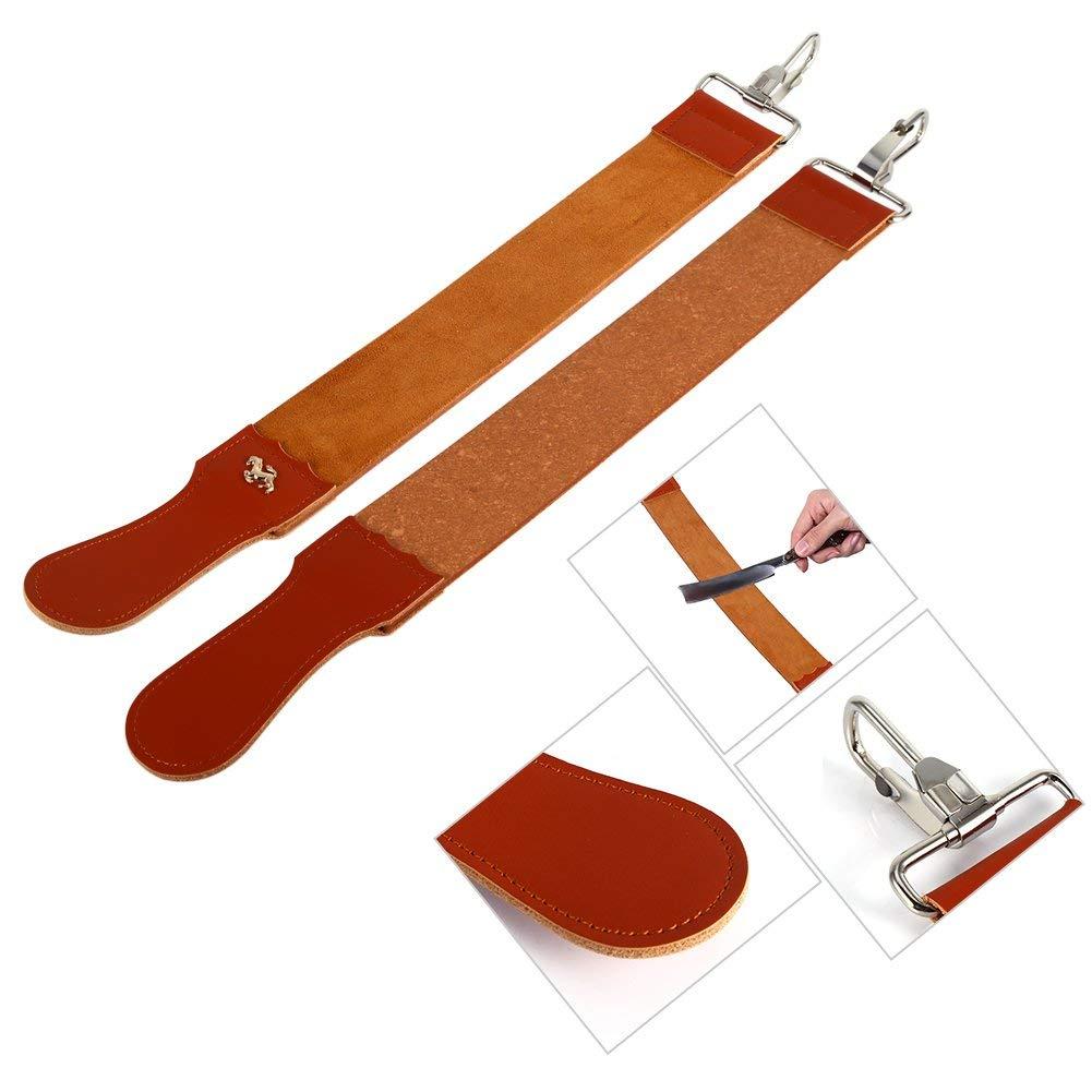 Estink Strops, Genuine Leather Strop Strap Barber Straight Folding Barber\'s Leather Sharpener Sharpening Belt, Double Sided Leather Strop for Sharpening and Smoothing After Honing Razors