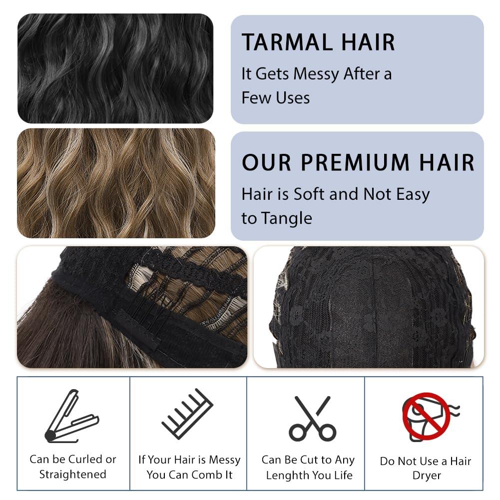 LOSMOEER LOSMOEER Green Wig with Bangs Short Wavy Wigs for Women Shoulder Length Curly Bob Wigs Heat Resistant Synthetic Wigs for Halloween Cosplay Daily Party Use