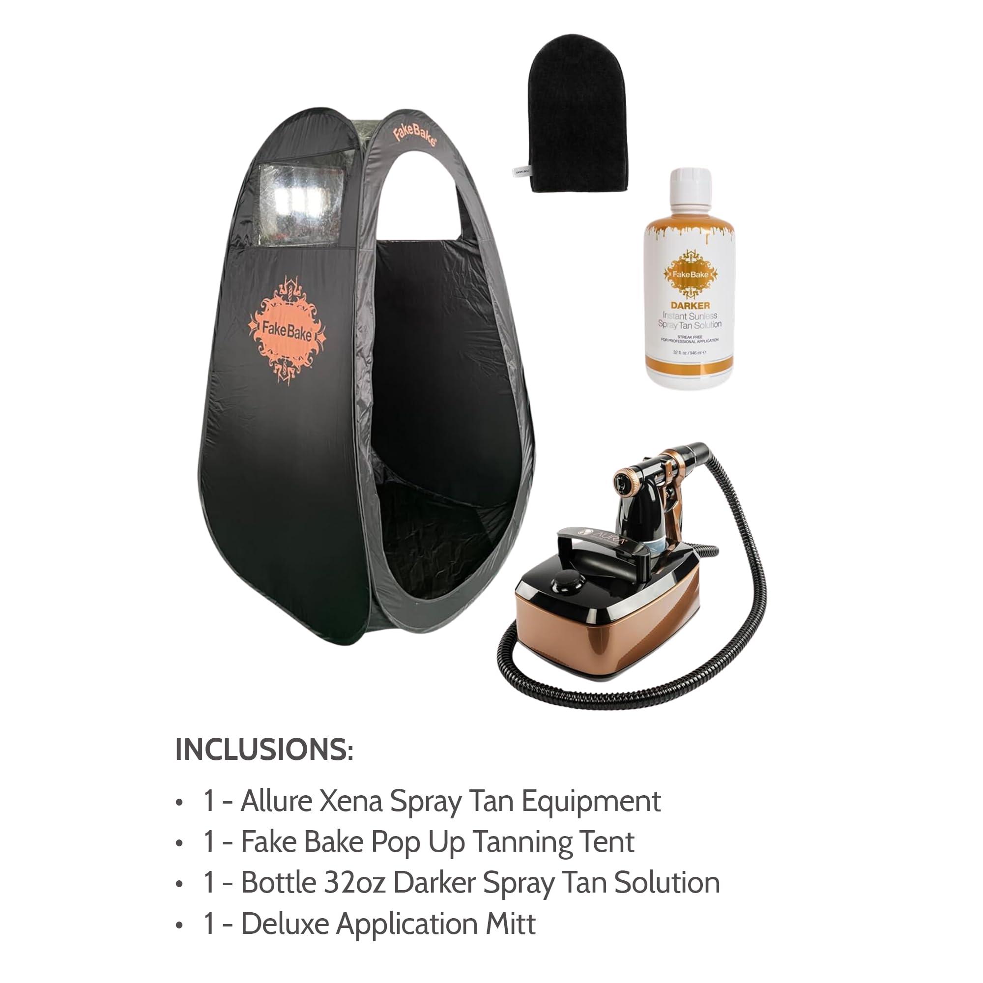 Fake Bake Fake Bake Professional Allure Xena Airbrush Sunless Spray Tan System with Compressor, Pop Up Tent & Tanning Solution (Basic)