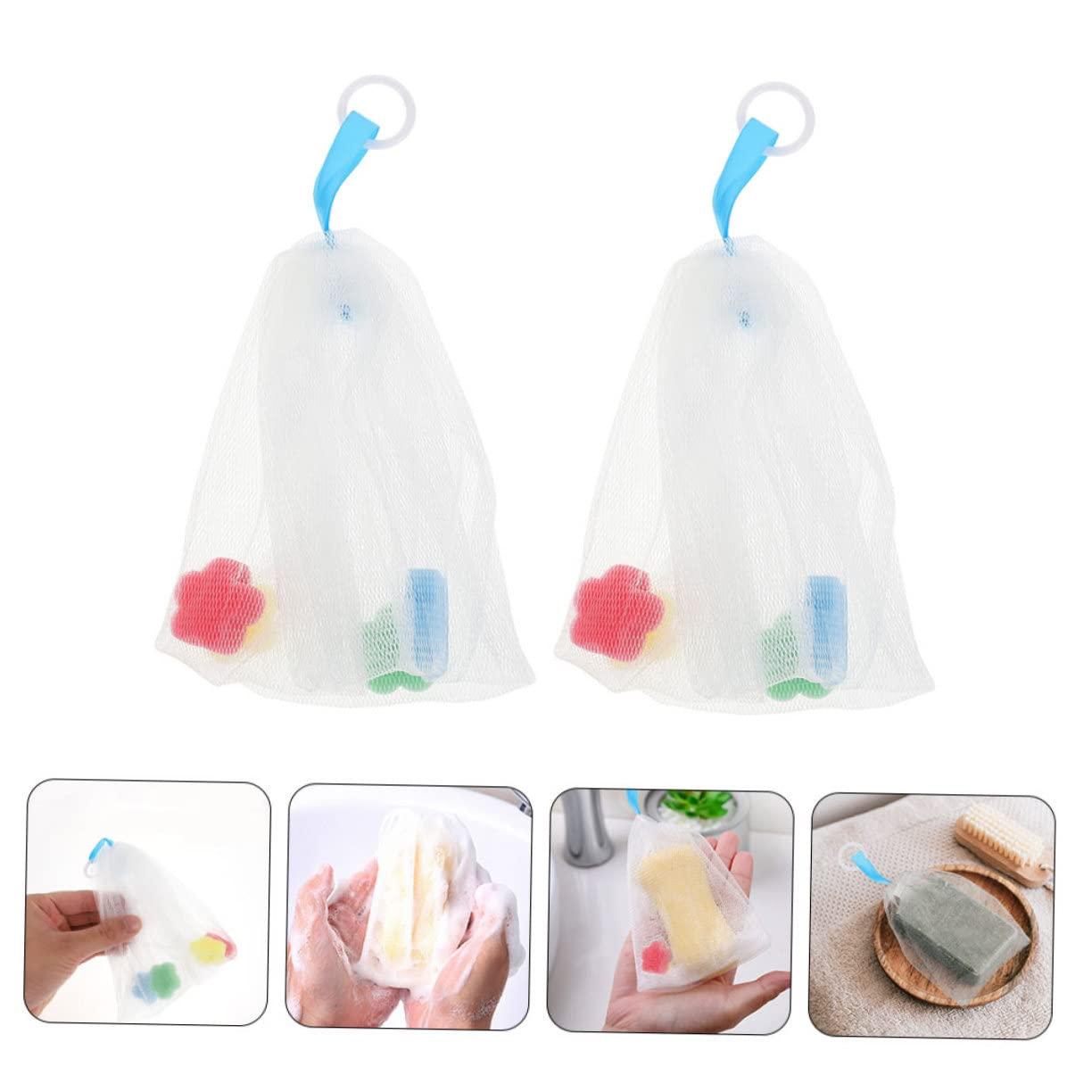 Housoutil Housoutil 6 Pcs Foaming Net Dispenser Soap Holder Soap Mesh Holder Soap Sleeve Giant Wands Small Mesh Bags Drawstring Travel Soap Case Leakproof Small Soap Bag Acid Soap White or