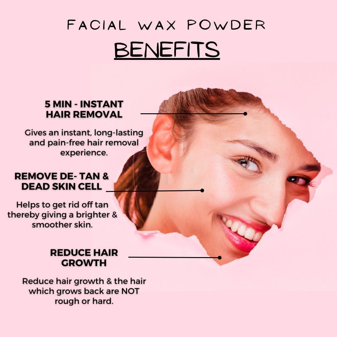 Generic Generic Facial Wax Powder | 5-minute Painless Face Hair Removal Waxing Powder | Easy to use at home | Facial hair remover for women