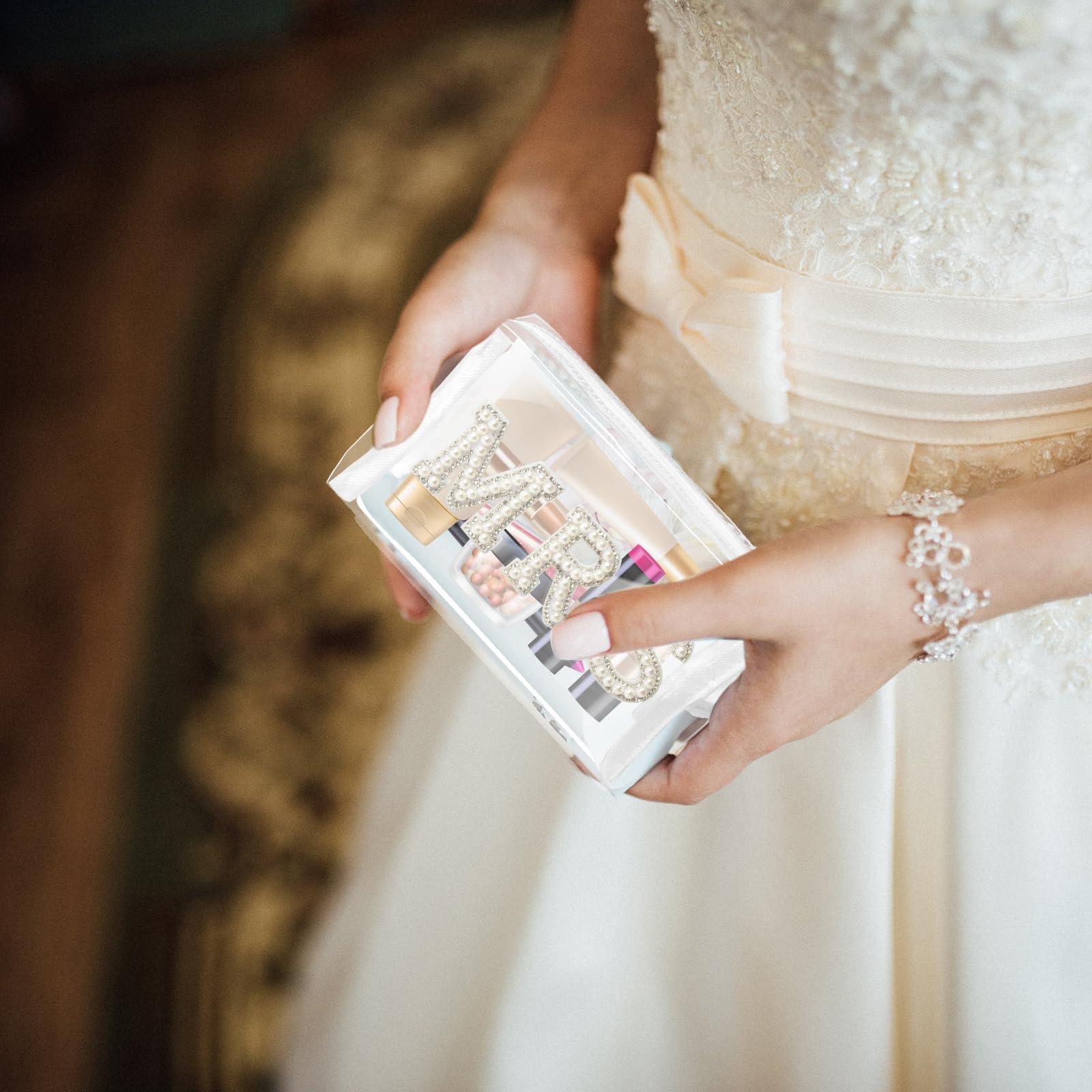 Tkifoda Bride Makeup Bag Clear Bride Cosmetic Bag Mrs Makeup Bag Clear Bridal Bag Clear Makeup Bag Clear Toiletry Bag Travel Bags Pouch with Zipper Bride Gift Bridal Shower Gift Wedding Gifts