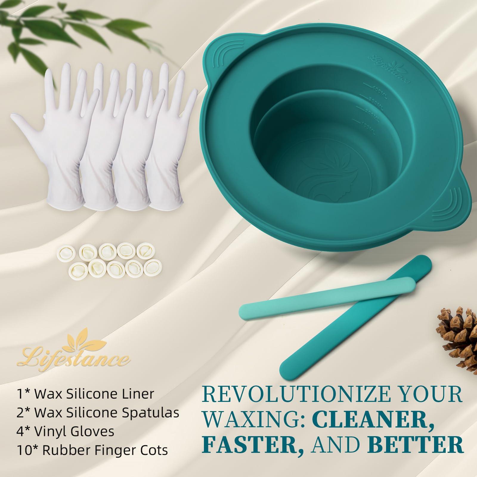 Lifestance Lifestance Removable Silicone Wax Pot Liner Kit + Bikini & Underarm & Face & Body Wax Beads