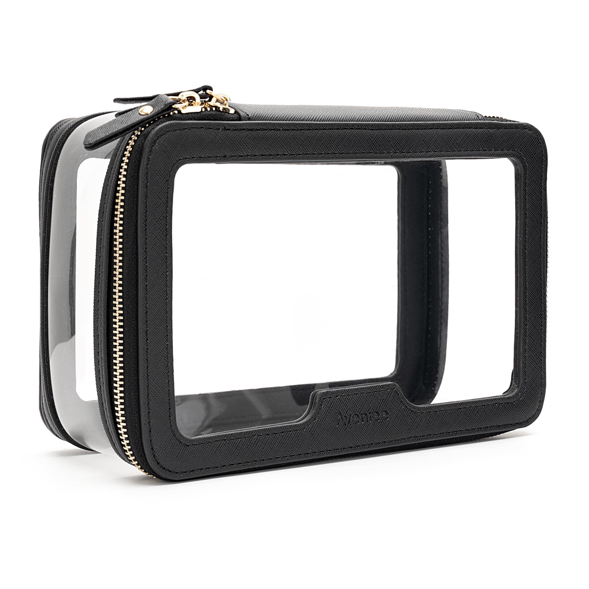 Aveniee Aveniee Clear Makeup Bag, Large Travel Toiletry Bag Cosmetic Case for Women, Make up Bag with Zipper, Transparent Waterproof Cosmetic Organizer Storage Bag(Black)