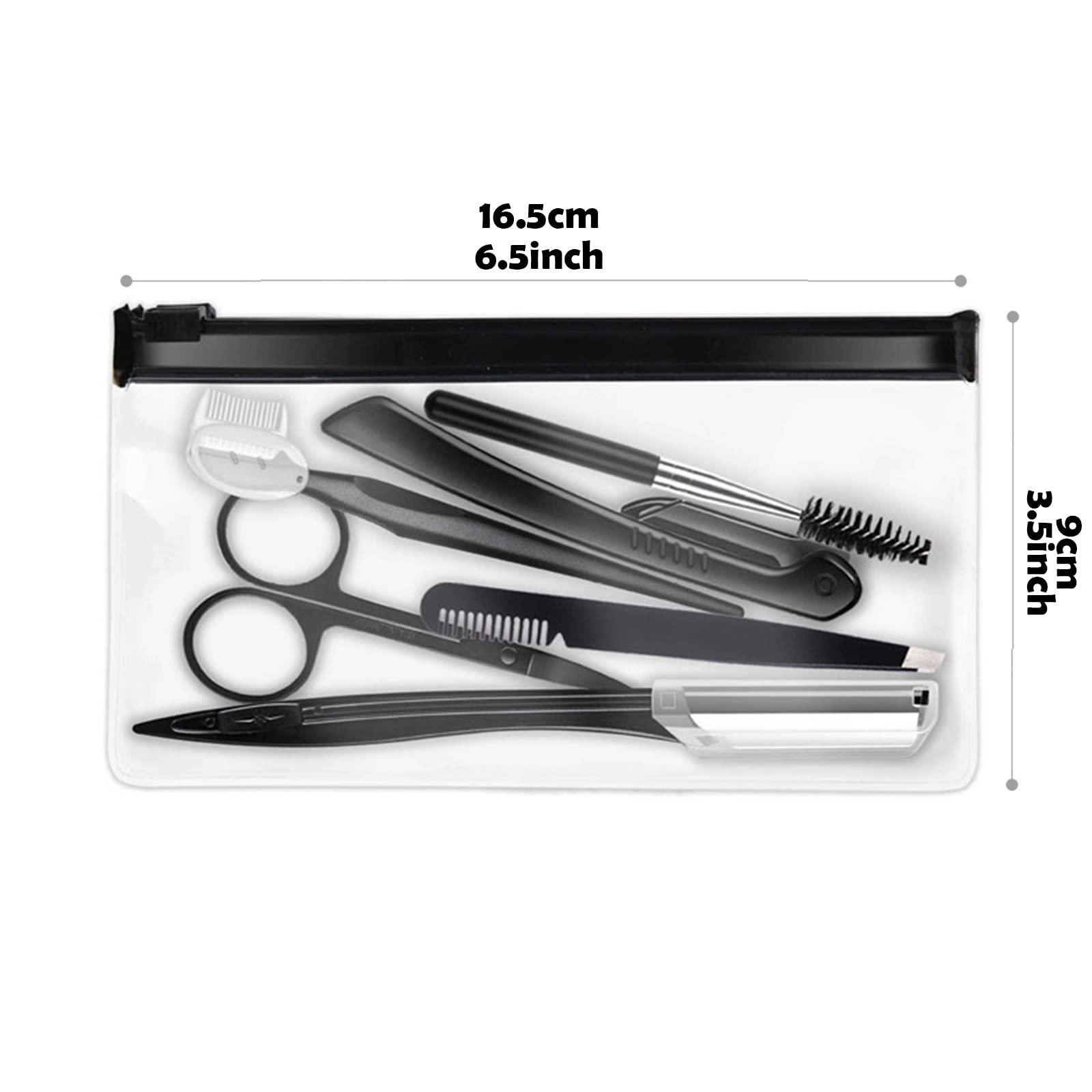 DELAYNOMORE77 Eyebrow Razor Kit, 6 in 1 Professional Eyebrow Grooming Set for Women and Men, Including 3 Eyebrow Razors Trimmer,1 Tweezer,1 Scissor,1 Eyelashes Roller,1 Storage Bag