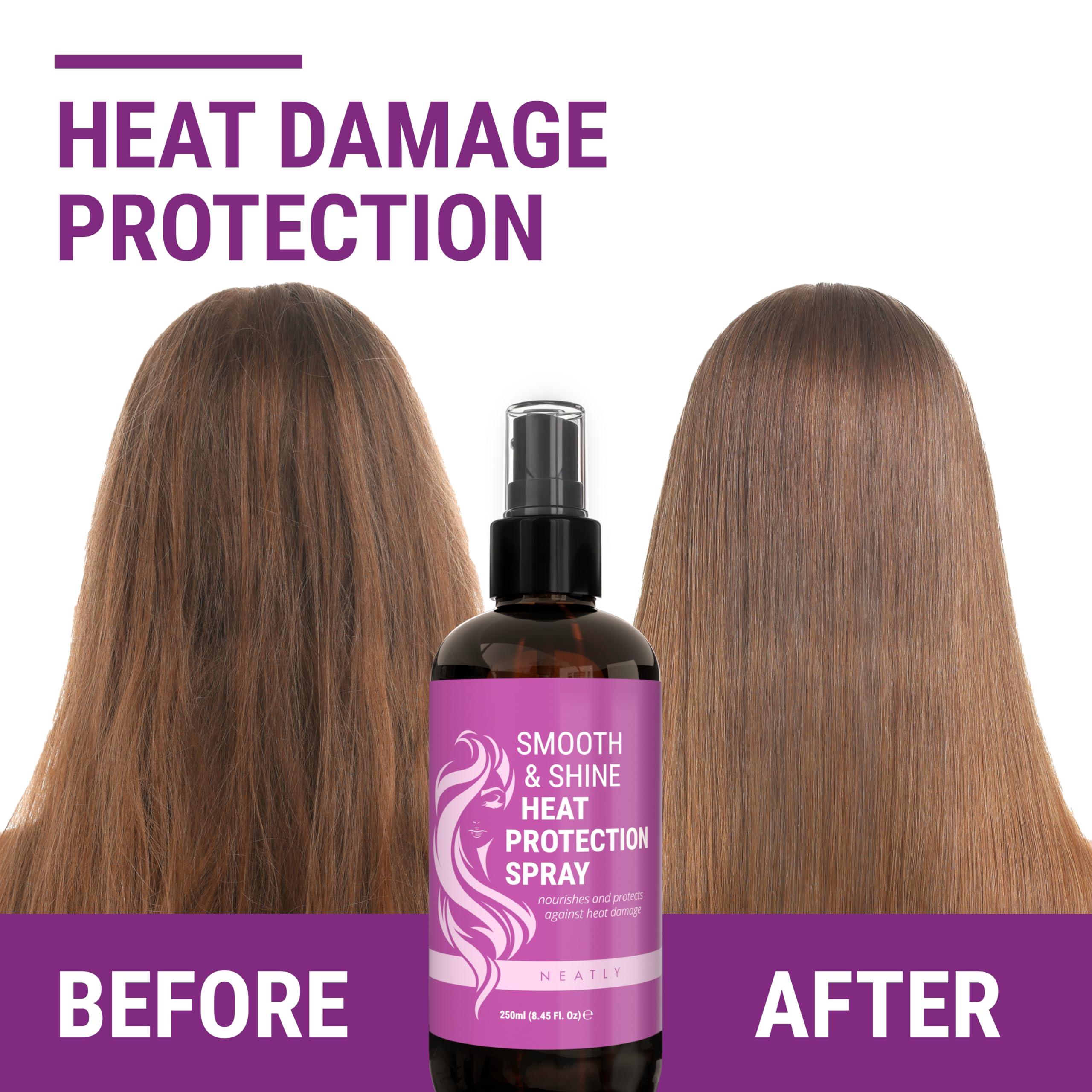 NEATLY NEATLY Leave-In Keratin Heat Protectant Spray for Hair for Dry, Damaged, Frizzy Hair - Nourishing Formula, Frizz Control, Humidity Shield - No Parabens, Sulfates or Phthalates, 8.5 Oz