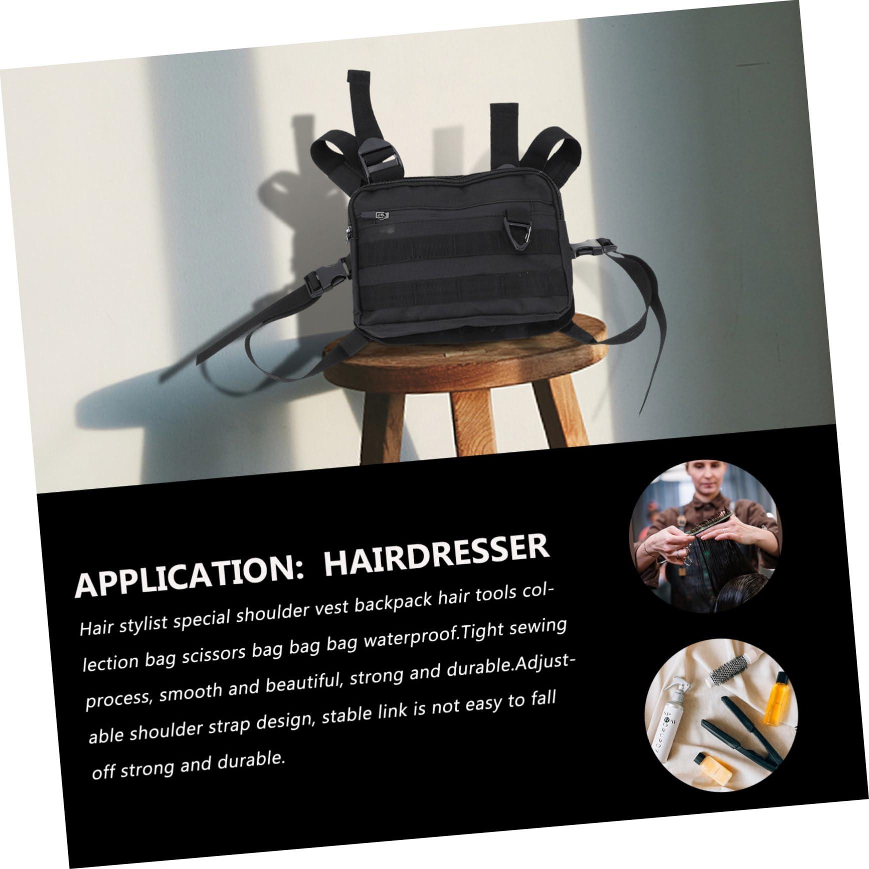 MERRYHAPY MERRYHAPY 1pc Backpack with Waistcoat Hair Organizer Storage Makeup Artist Waist Bag Makeup Brush Bag Hair Pouch Barber Equipment Bags Haircut Handbag Barber Scissors Case Oxford Cloth Black