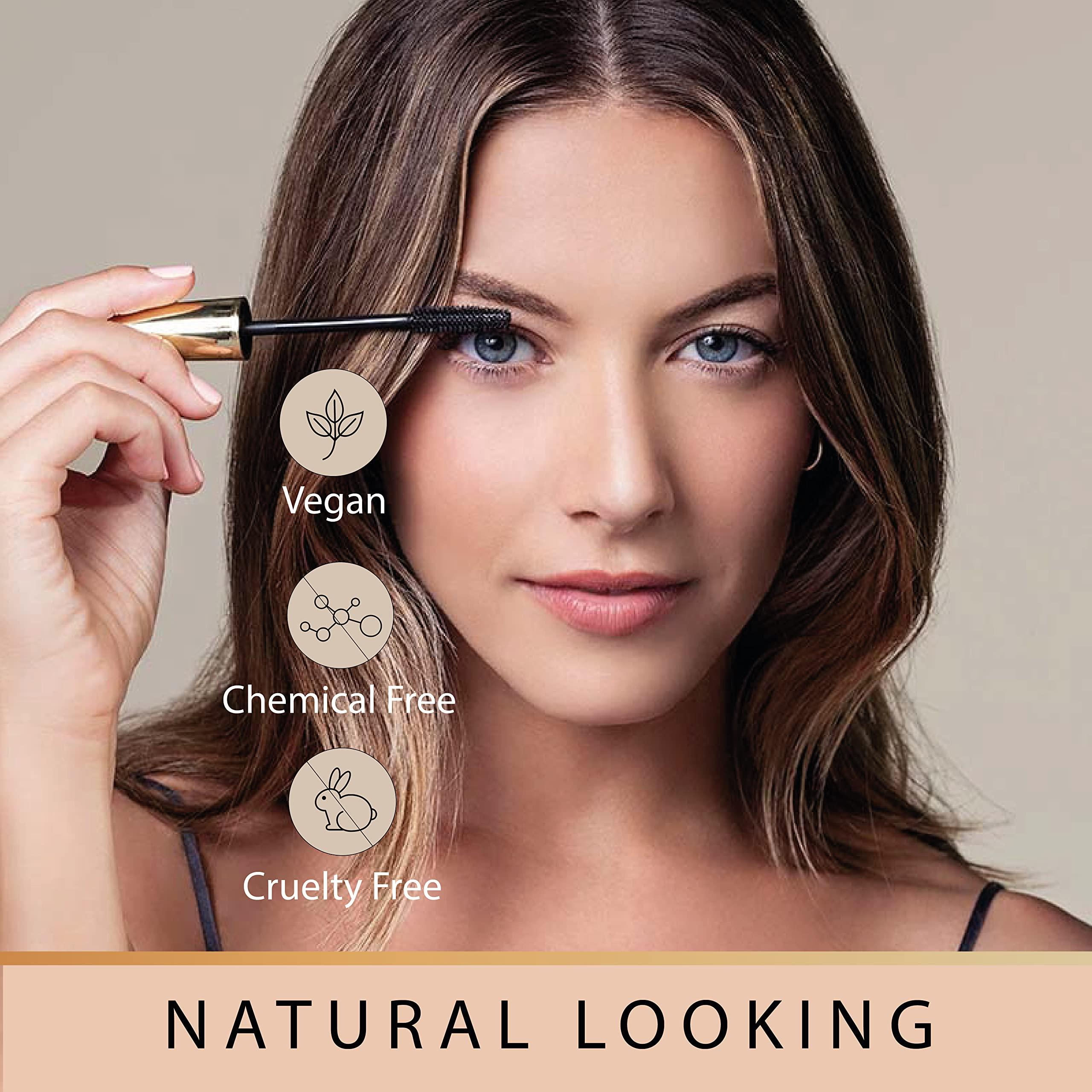 Gaya Cosmetics Vegan Brown Mascara for Sensitive Eyes, Natural Hypoallergenic mascara, Buildable Lengthening and Volumizing for Natural Looking, Cruelty Free, Ophthalmologist Tested- By Gaya cosmetics