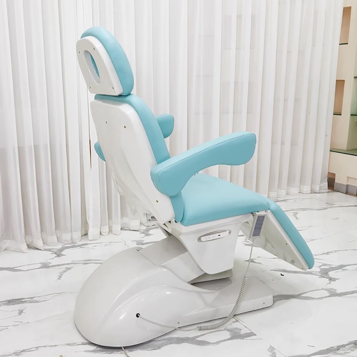 Boiyttylle Boiyttylle 3 Motors Electric Facial Chair Full Electrical Massage Table Dental Bed Adjustable Reclining Chair for Podiatry Tattoo Spa Salon All Purpose Bed Chair,Blue