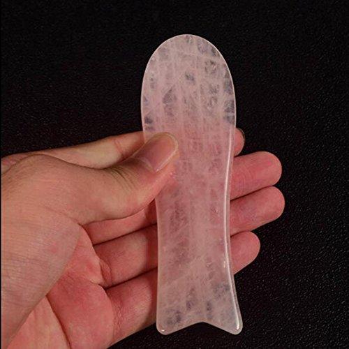 fengshuisale Feng Shui Natural Rose Quartz/White jade Gua Sha Board Healing Stone Gua Sha Scrapping Plate Massage Tool for SPA W3439 (pink)