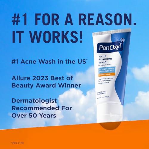 PanOxyl PanOxyl Acne Foaming Wash Benzoyl Peroxide 10% Maximum Strength Antimicrobial, 3 oz. - Travel Size