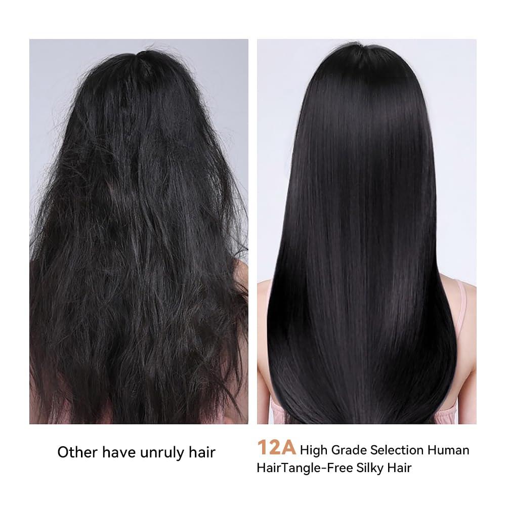 MISSBOX 16A 50g Straight Bundles Human Hair 1 Bundle 100% Unprocessed Real Human Hair Extensions 16 Inch Raw Human Hair Natural Black Color