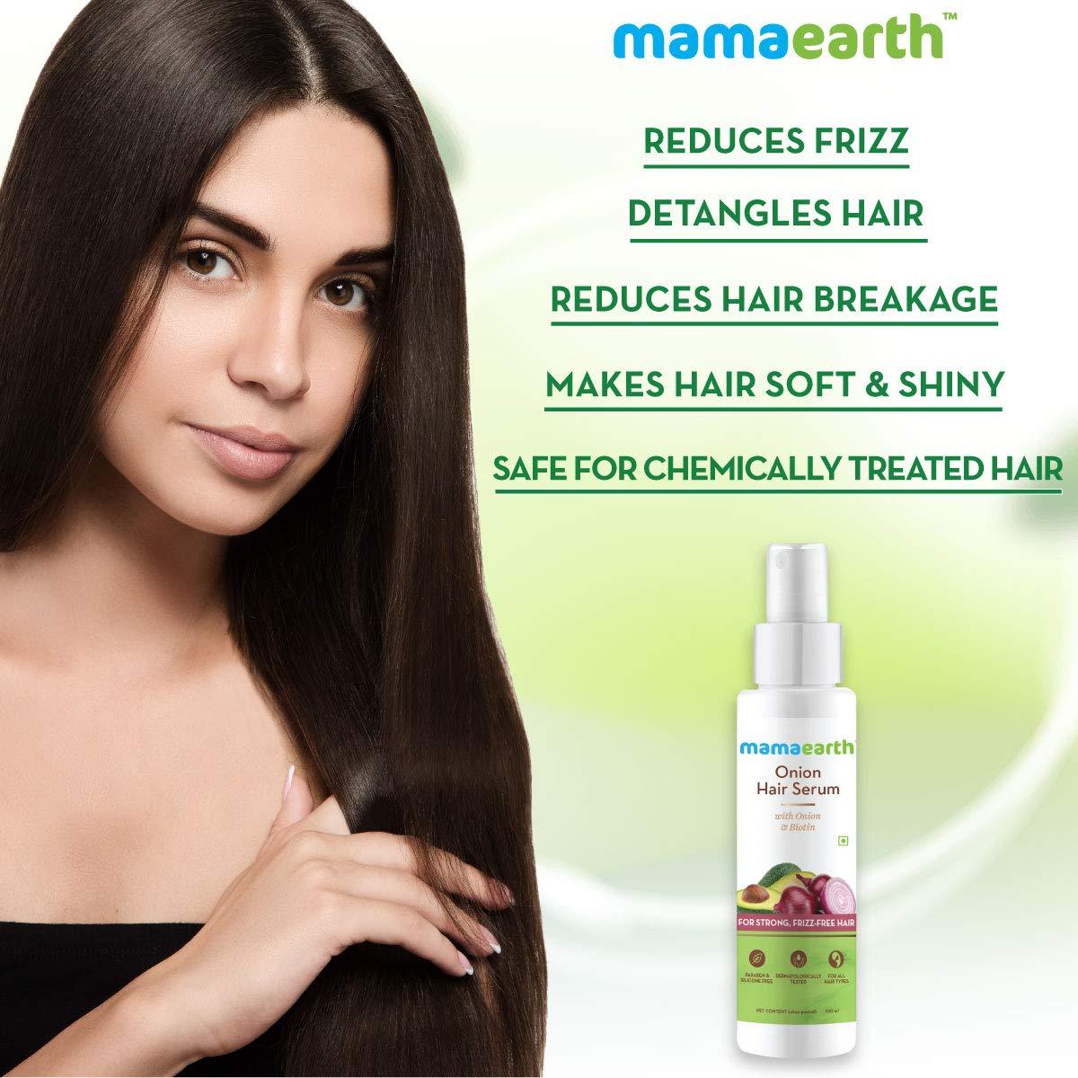 MAMAEARTH Mamaearth Onion Hair Serum with Biotin | Smooth Strong and Frizz-Free Hair Solution | Hair Fall & Breakage Control Formula | 3.38 Fl Oz (100ml)