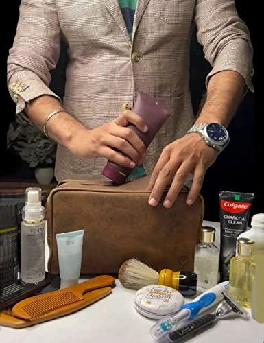 RUSTIC TOWN Genuine Leather Travel Toiletry Bag - Dopp Kit Organizer By Rustic Town (Brown)