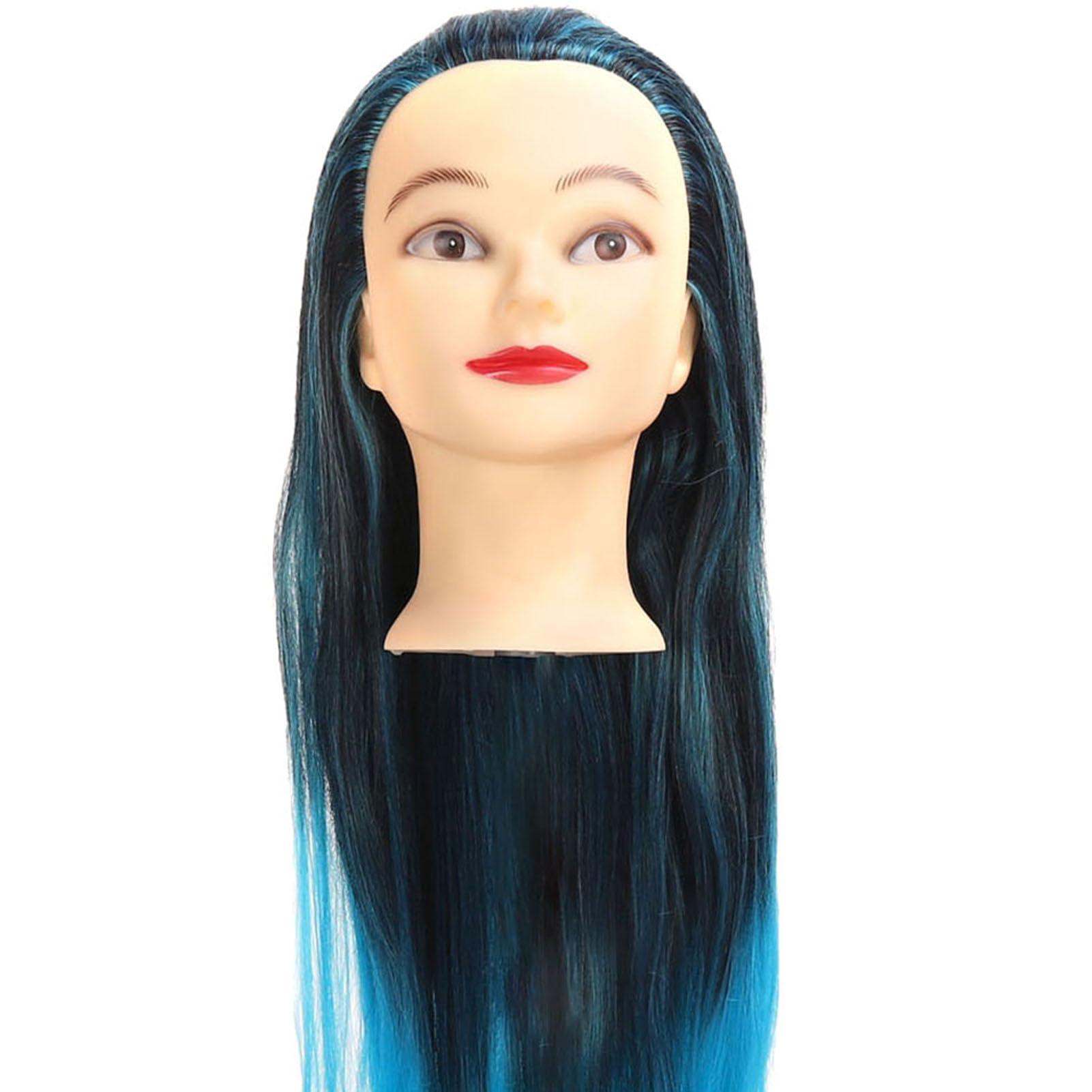 NSXAYIWE Mannequin Head, Blue Hair Head Mannequin, Doll Head for Hair Styling to Practice on, Hair Mannequin Head Compatiable for Hairdressing Teachers, Students