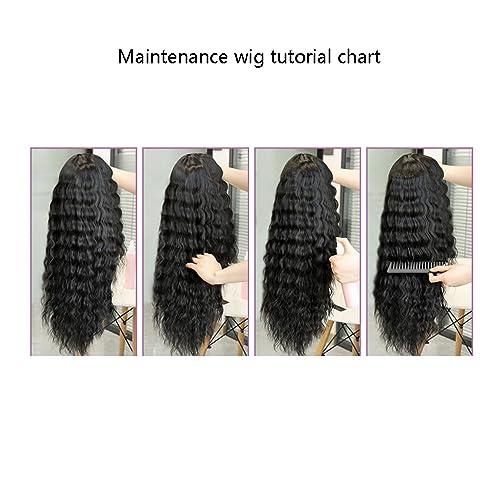 SAFWEL 28 Inch Curly Lace Front Wig Sexy Women Long Hair Big Wave Long Curly Wigs High Temperature Synthetic for Party Vacation (Color : Brown)