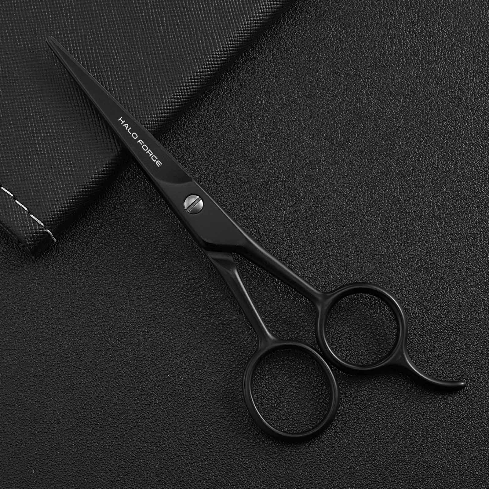 HALO FORGE HALO FORGE Professional Mustache & Beard Scissors: Small Sharp Stainless Steel Beard Shears For Men Personal Care Precision Trimming Mustache, Facial Hair, Eyebrow, 5.5 Inch (Black)