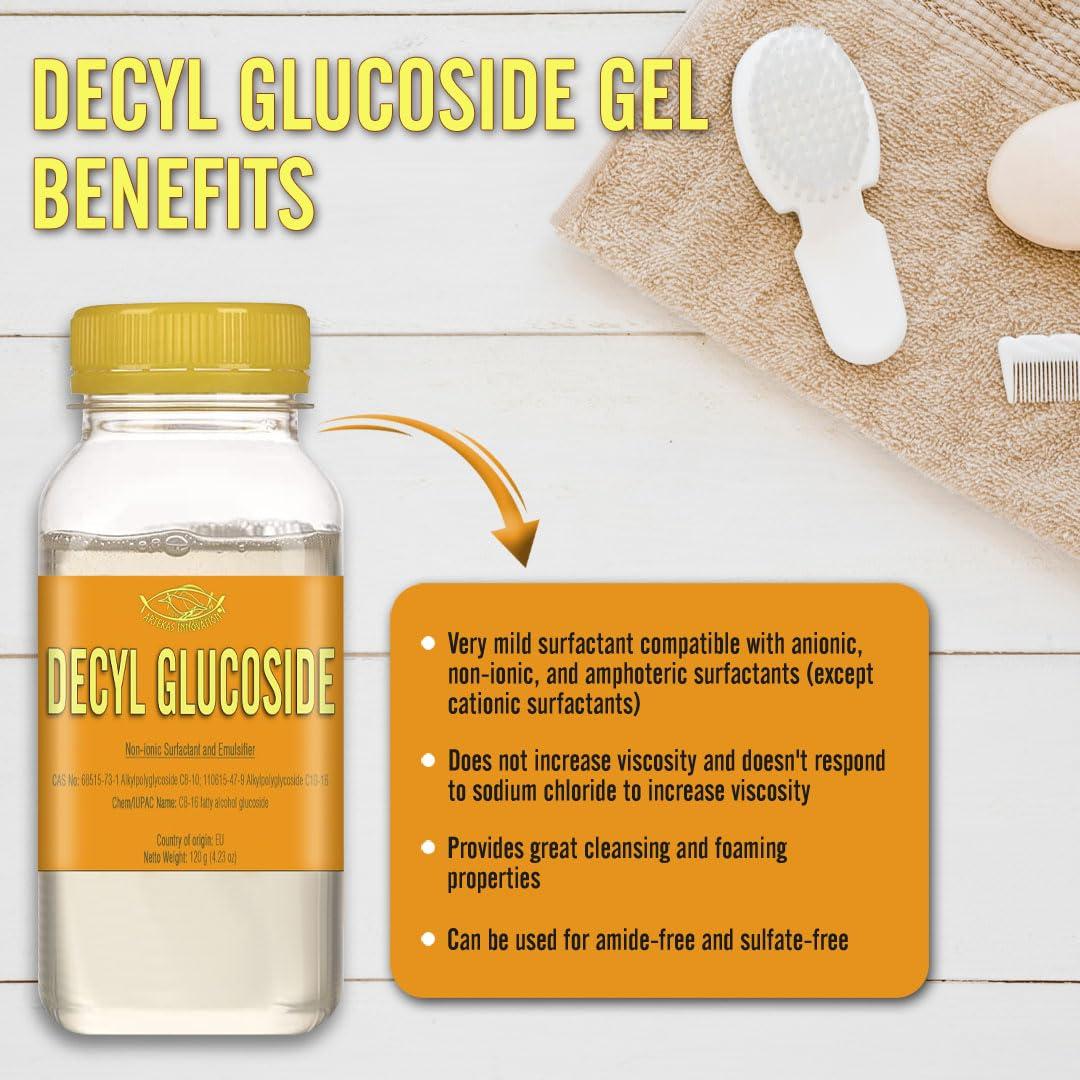 Artekas Innovation Artekas Innovation - DECYL GLUCOSIDE - Gel - for Homemade Cosmetics, Skin Care, Shower Gels, Foaming, Body Soap, Shampoos, Face Cleansers - 4.23 oz