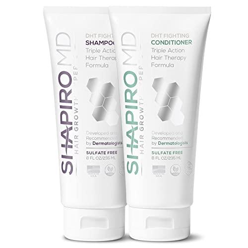 Shapiro MD Hair Growth Experts Hair Loss Shampoo and Conditioner | DHT Fighting Vegan Formula for Thinning Hair Developed by Dermatologists | Experience Healthier, Fuller & Thicker Looking Hair – Shapiro MD | 1-Month Supply